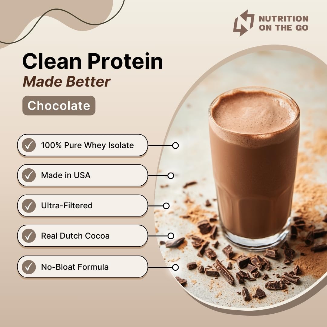Chocolate Whey Protein Powder with Creatine - 25g Protein, 5g Creatine Single-Serve Packets - On-the-Go Nutrition - Gluten-Free, No Added Sugar - 6-Pack