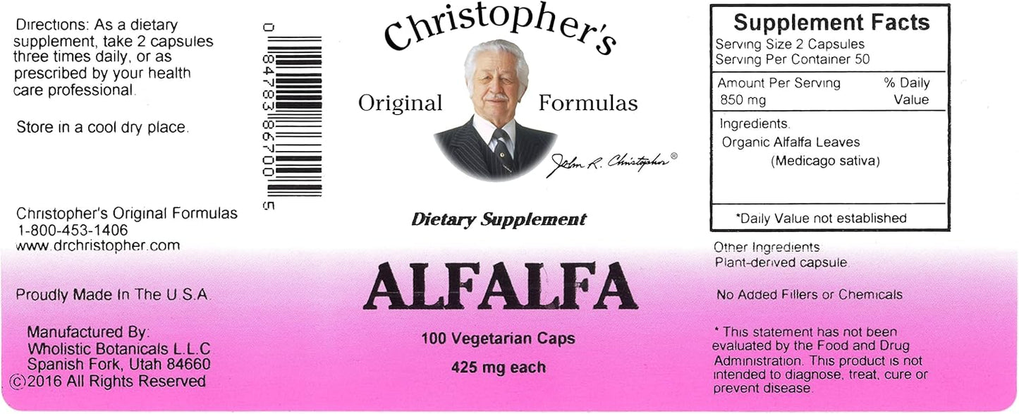 Christopher's Original Formulas Alfalfa Extract - 100 Vegetarian Capsules