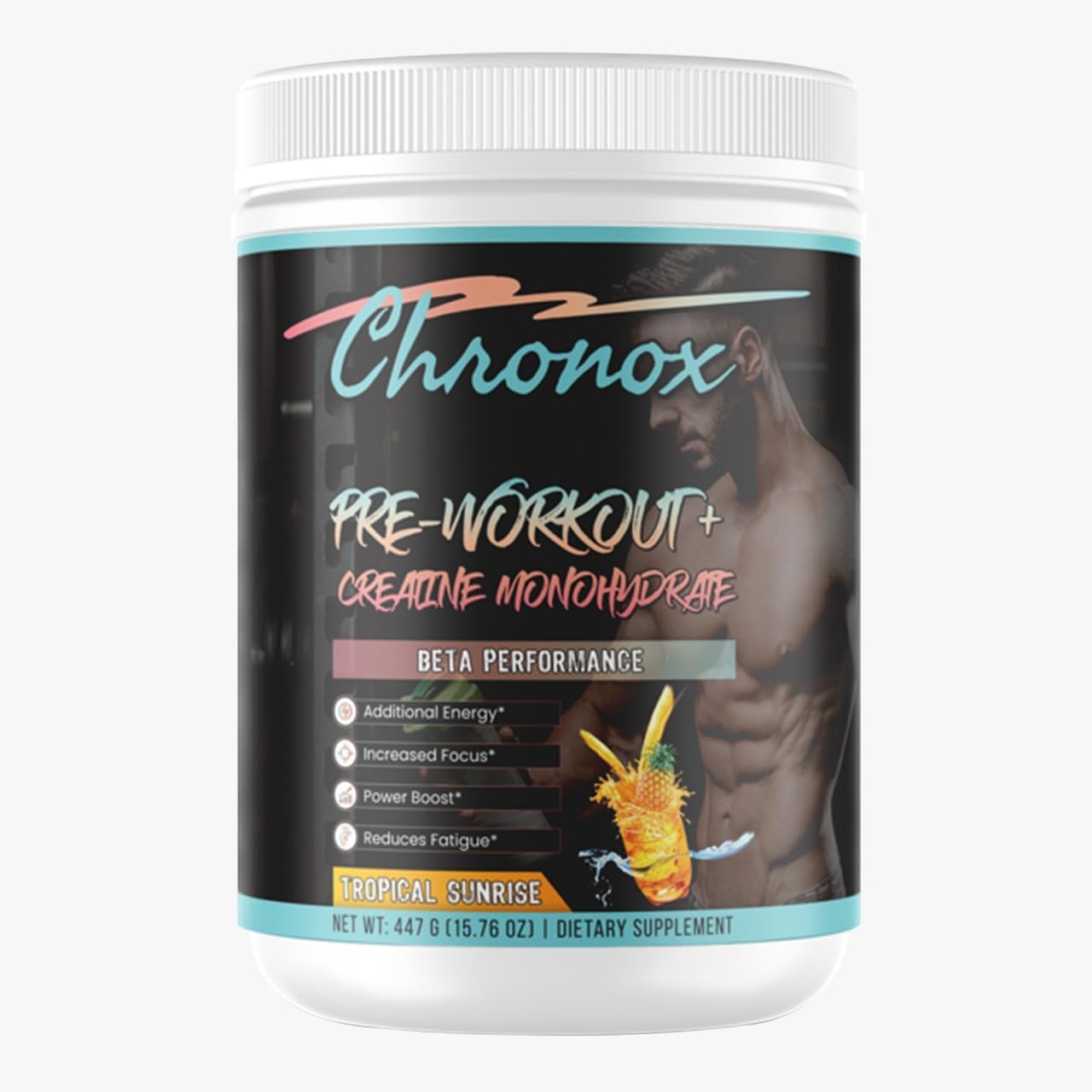 Chronox Whey Isolate Protein Powder Pineapple Flavor - Pre-Workout & Mass Gainer with Creatine Monohydrate - Ideal Pre-Workout for Men and Women - 447 gm