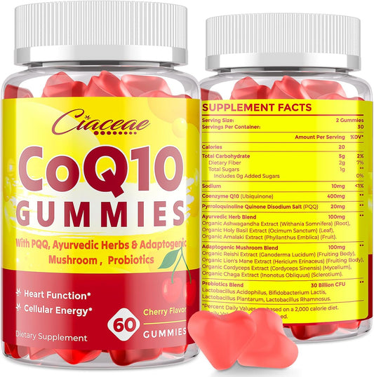 Ciaceae CoQ10 and PQQ Gummies - 5 in 1 Formula with 400 mg CoQ10 and 20 mg PQQ