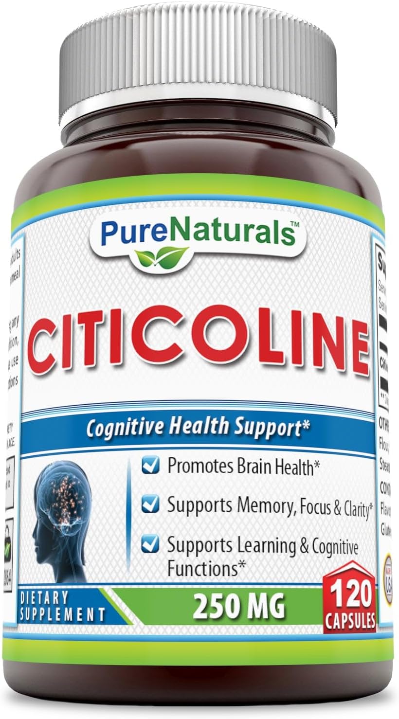 Citicoline Dietary Supplement - 250mg - 120 Capsules - Brain Health Support for Memory and Focus