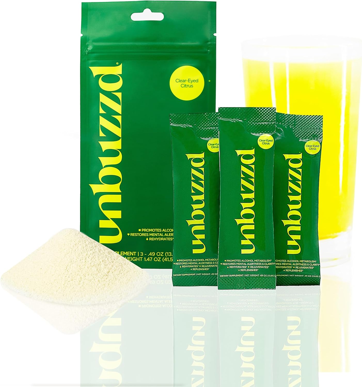 Clear-Eyed Citrus Powder Sticks - Post-Drinking Support with DHM, Electrolytes, Vitamins, Milk Thistle - Metabolism, Alertness, Hydration