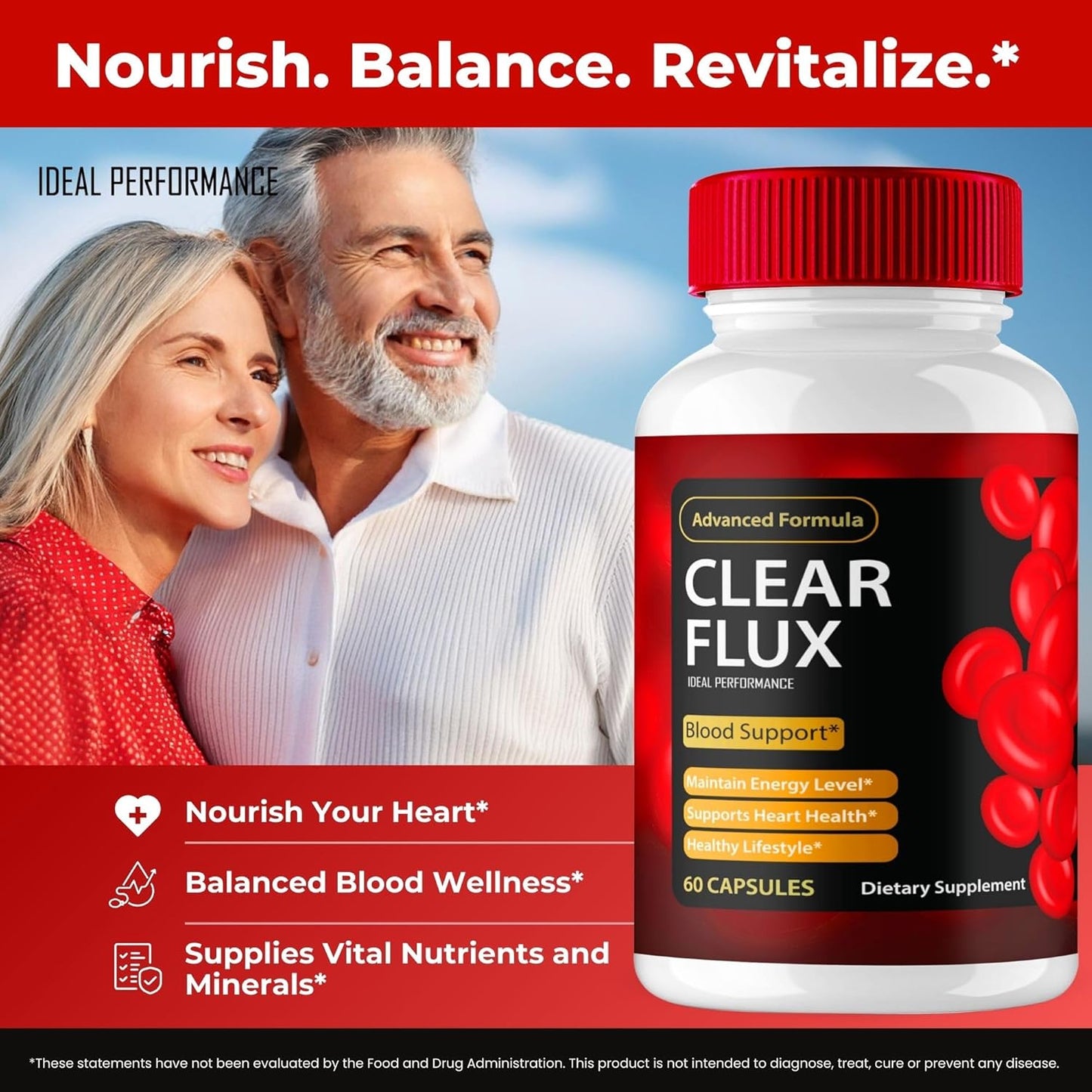 Clear Flux Supplement - Premium Formula for Healthy Circulation & Stable Levels, Boosts Performance - 2 Pack