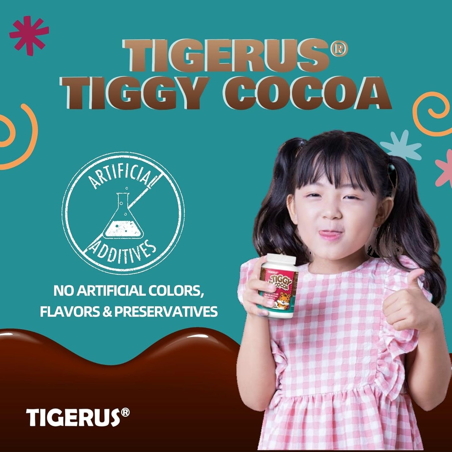 Cocoa Chewable Tablets with Tiger Milk Mushroom for Energy & Wellness - 60 Tablets for Kids & Adults