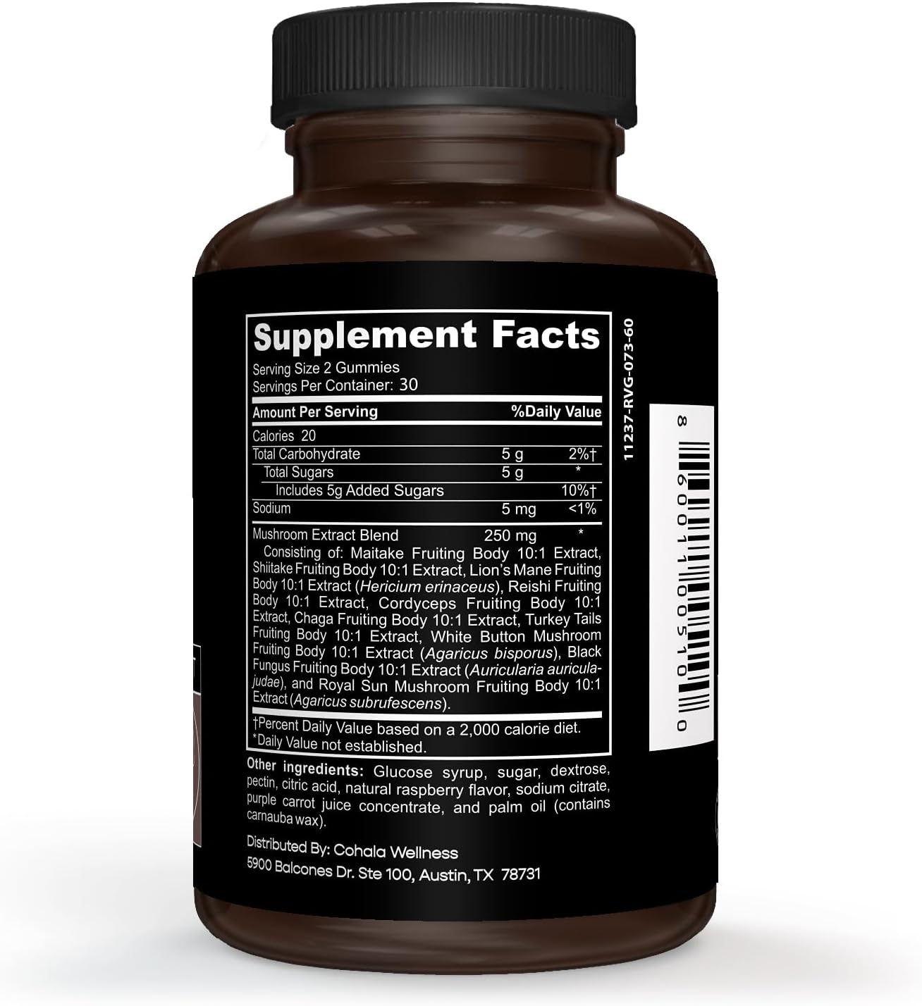 COHALA WELLNESS Mushroom X 10-in-1 Blend Vegan Gummies - Reishi Turkey Tails Lions Mane Supplement for Brain, Immune Support, Energy, Stress Relief - 60 Gummies