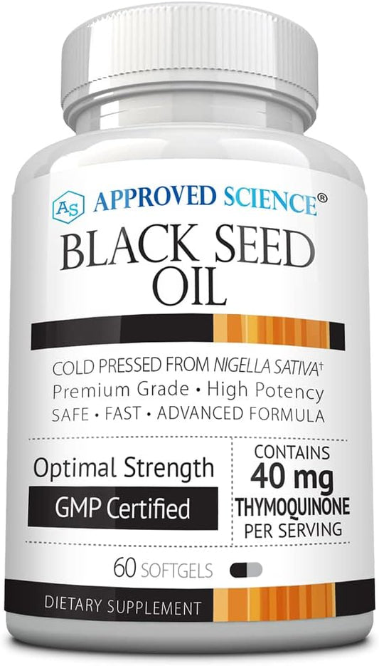 Cold Pressed Black Seed Oil Softgels - Immunity & Cognitive Health Support - 2% Thymoquinone - 60 Capsules - USA Made
