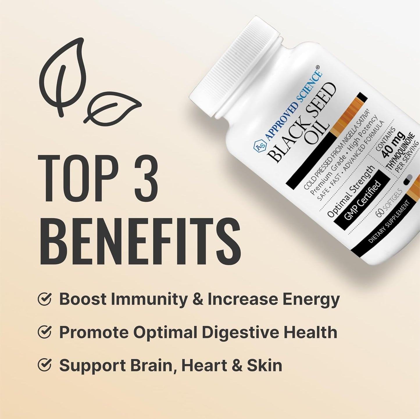 Cold Pressed Black Seed Oil Softgels - Immunity & Cognitive Health Support - 2% Thymoquinone - 60 Capsules - USA Made