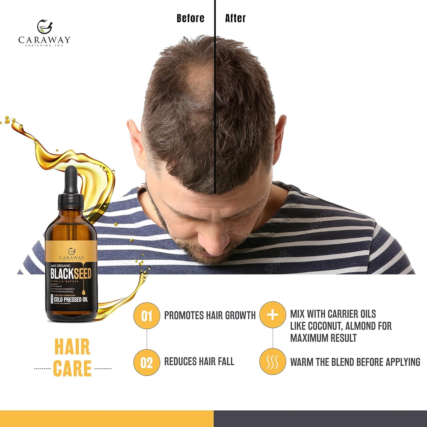 Cold Pressed Caraway Black Seed Oil for Immunity Boost & Hair Care - 8 oz Glass Bottle