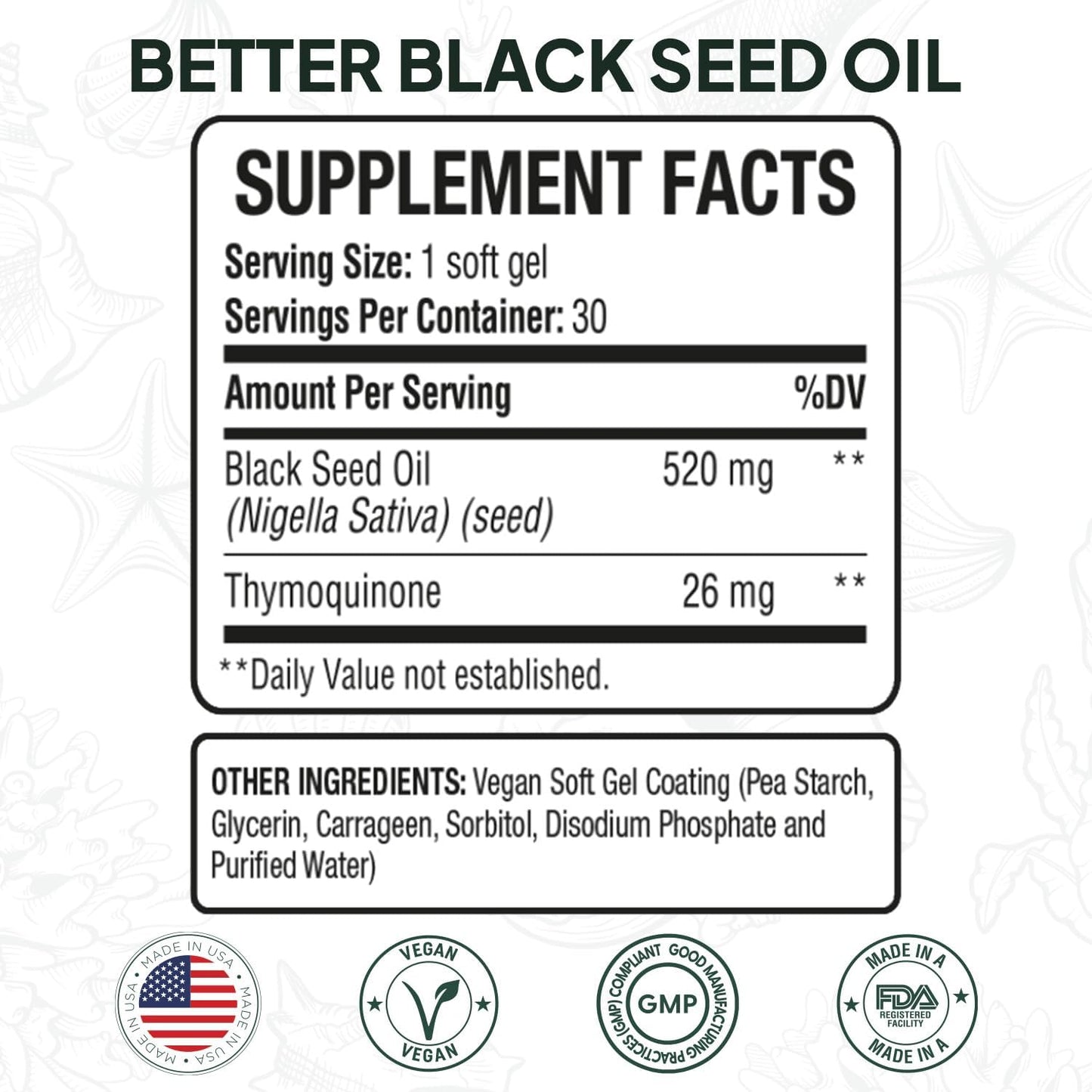 Cold Pressed Organic Black Seed Oil with 5% Thymoquinone for Immune Support and Cellular Health - Pure Nigella Sativa Oil for Memory and Vitality