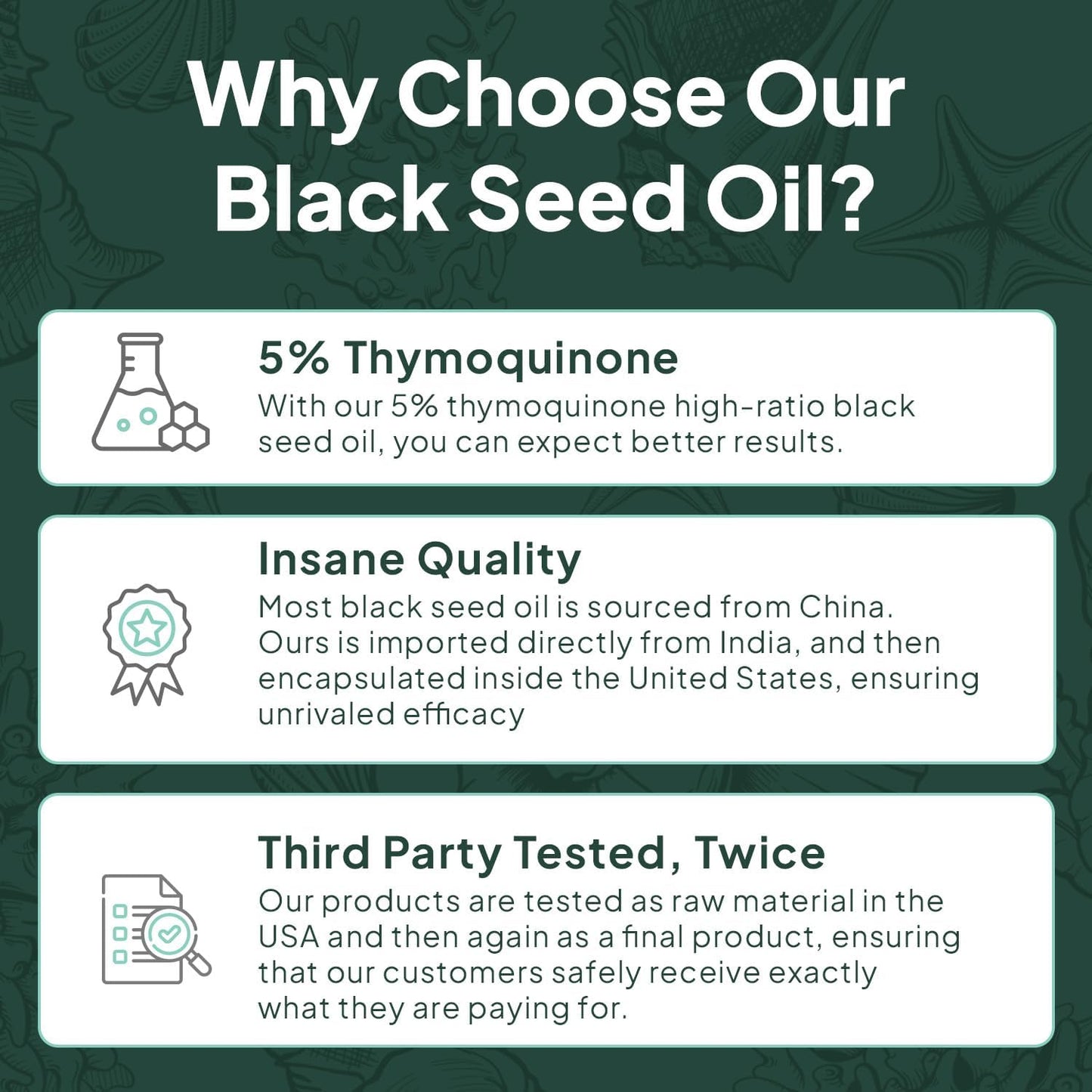 Cold Pressed Organic Black Seed Oil with 5% Thymoquinone for Immune Support and Cellular Health - Pure Nigella Sativa Oil for Memory and Vitality