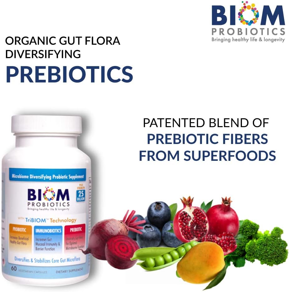 Cold Shipped Biom Probiotics 3-in-1 Formula - 25 Billion Flora Probiotics, Prebiotics, and Immunobiotics - Boosts Immune Support, Diversifies Gut Microflora - Men & Women-Friendly