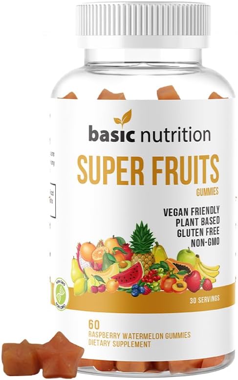 Collagen-Boosting SuperFruits Gummies for Skin Care | Natural Raspberry Watermelon Flavor | Vegan & Gluten-Free