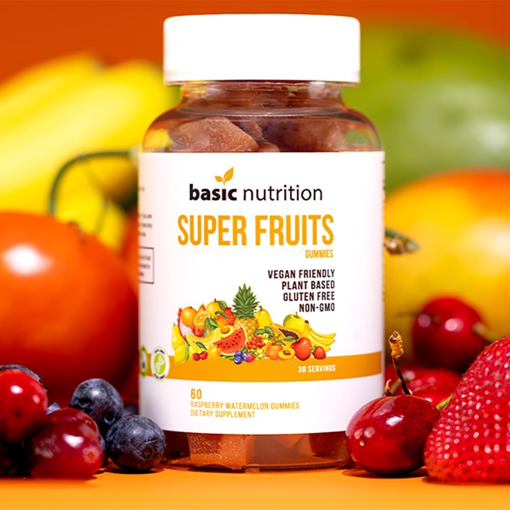 Collagen-Boosting SuperFruits Gummies for Skin Care | Natural Raspberry Watermelon Flavor | Vegan & Gluten-Free