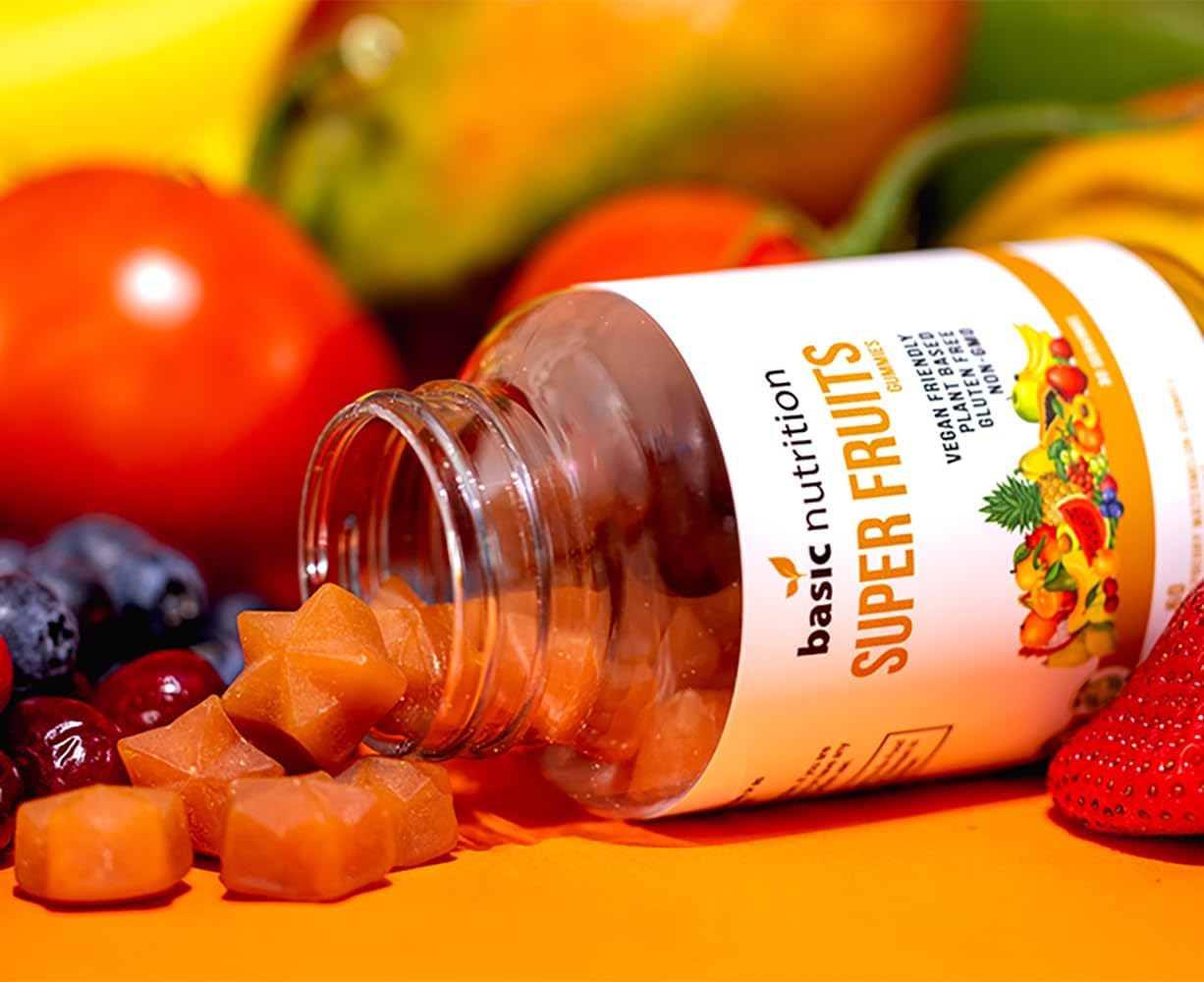 Collagen-Boosting SuperFruits Gummies for Skin Care | Natural Raspberry Watermelon Flavor | Vegan & Gluten-Free