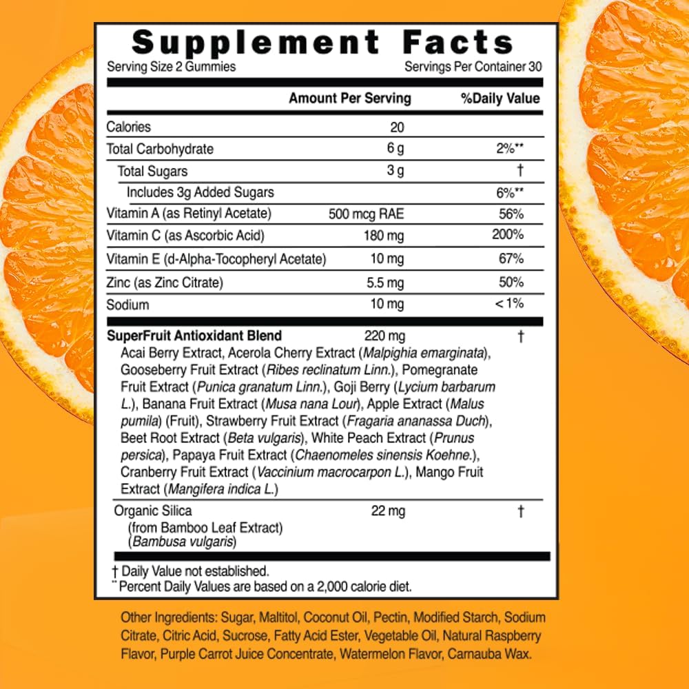 Collagen-Boosting SuperFruits Gummies for Skin Care | Natural Raspberry Watermelon Flavor | Vegan & Gluten-Free