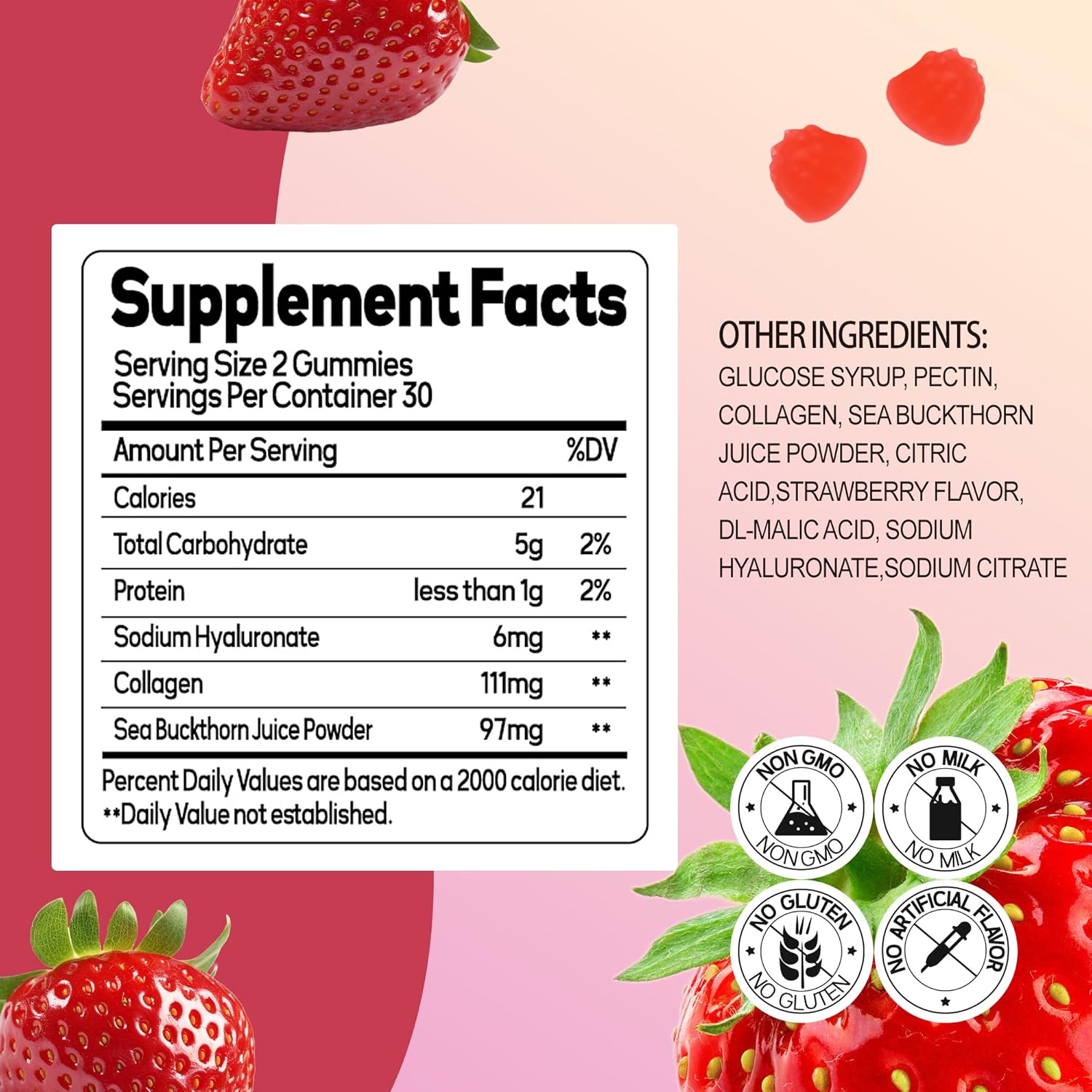 Collagen Glow Gummies for Women - Supports Skin Elasticity, Firmness & Hydration - 30 Day Supply, 60 Count