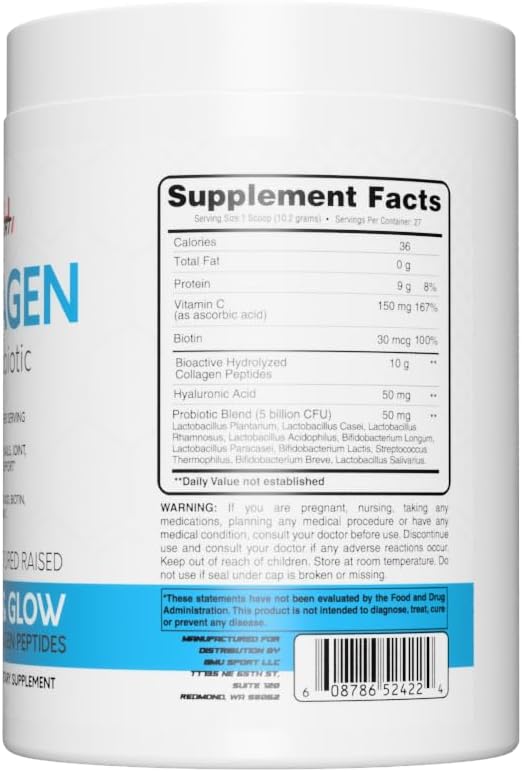 Collagen Powder with Probiotics for Skin & Joint Health - Hydrolyzed Peptides with Hyaluronic Acid - Grass Fed & Unflavored