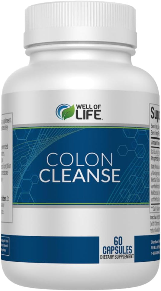 Colon Cleanse Supplement with Aloe Vera, Cascara Sagrada, Rhubarb Root, Bentonite - 700mg, 60 Capsules - Vegan, Non-GMO, USA-Made
