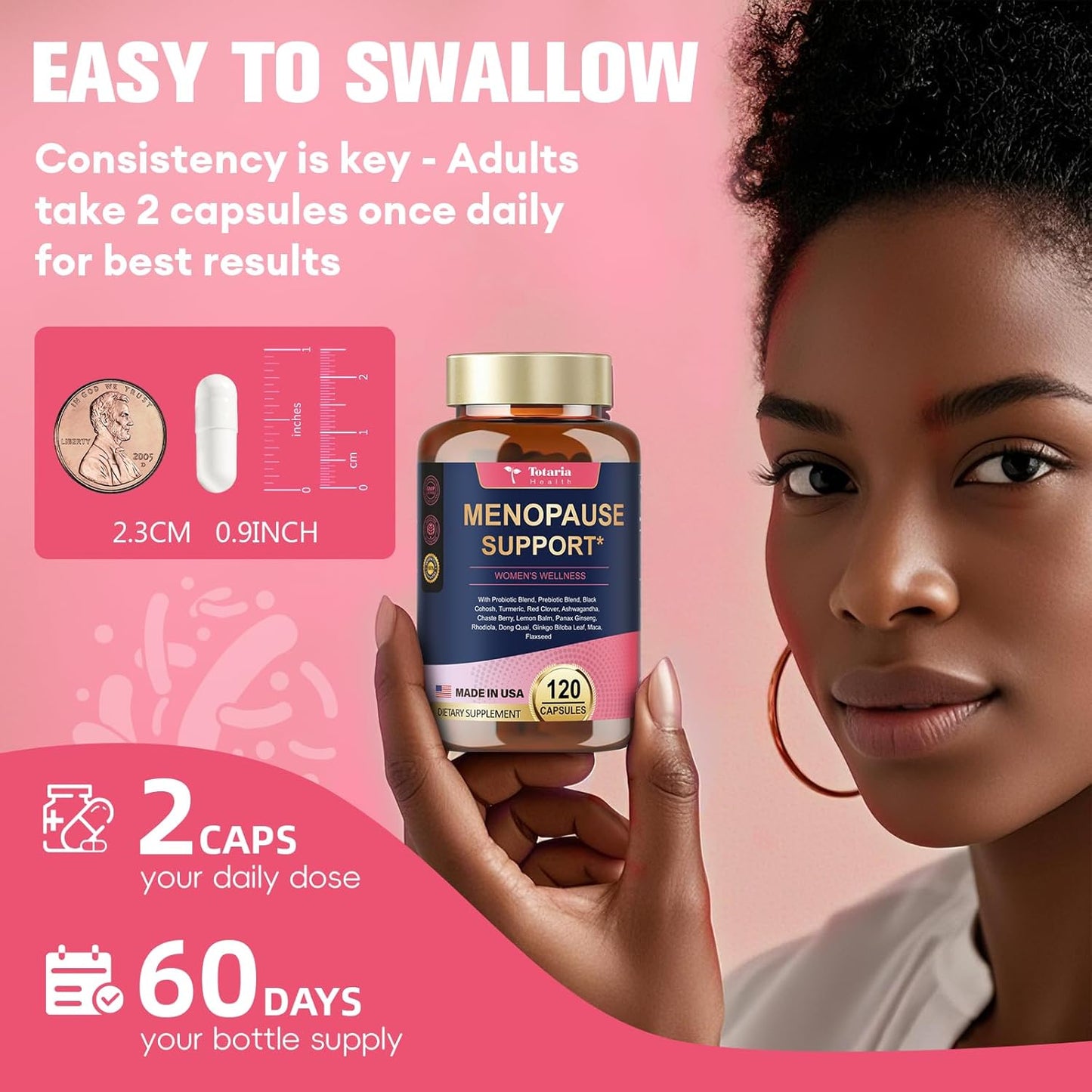 Complete Menopause Support Supplements for Women - Black Cohosh, Ashwangandha, Probiotics - Natural Ingredients, 10 Billion CFU