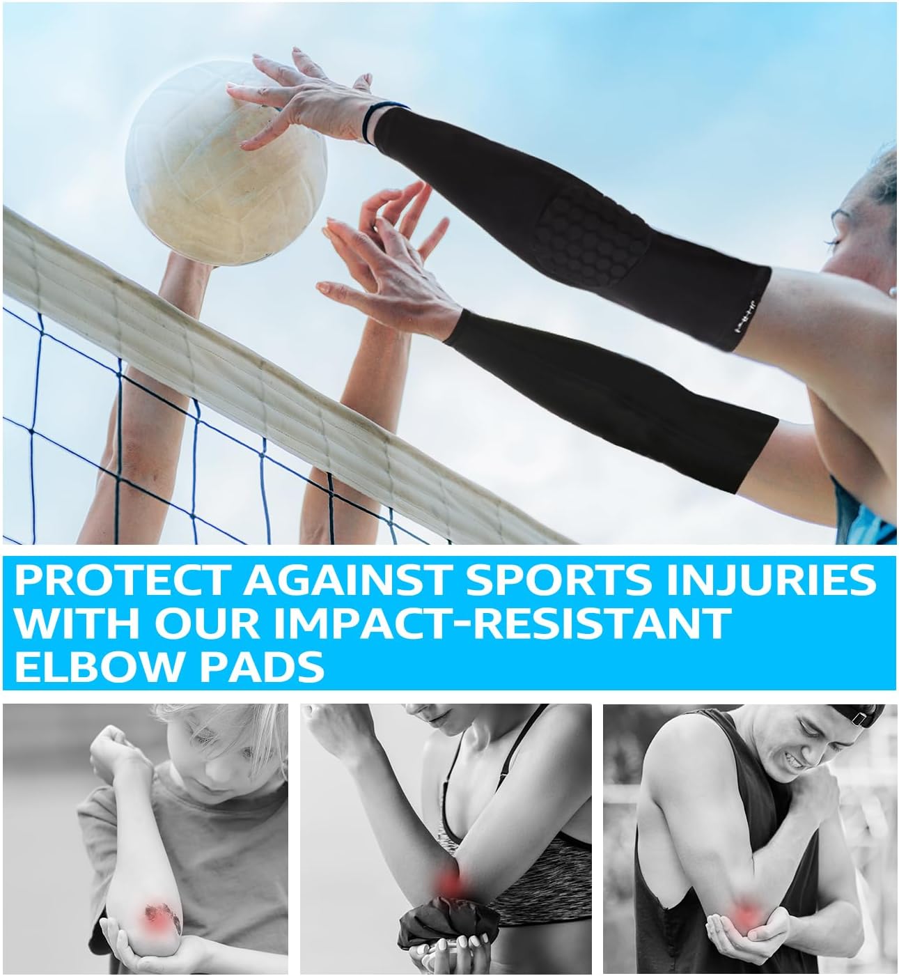 Compression Arm Sleeves for Basketball - HiRui Elbow Pads for Teens, Men, & Women