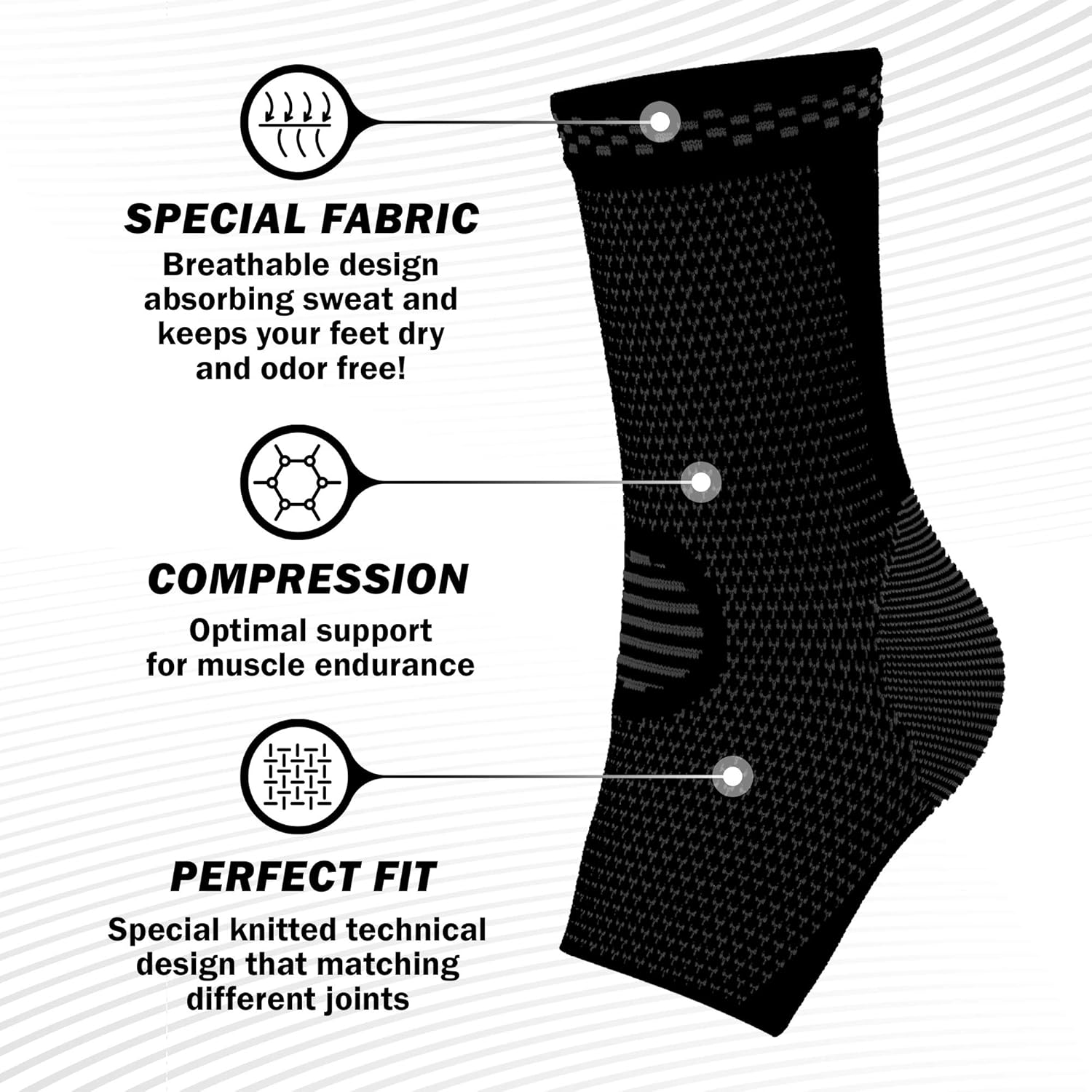 Compression Support Sleeve for Swelling, Sprain, Plantar Fasciitis - POWERLIX Legs Orthopedic Brace (Pair) - Ideal for Arthritis & Tendinitis