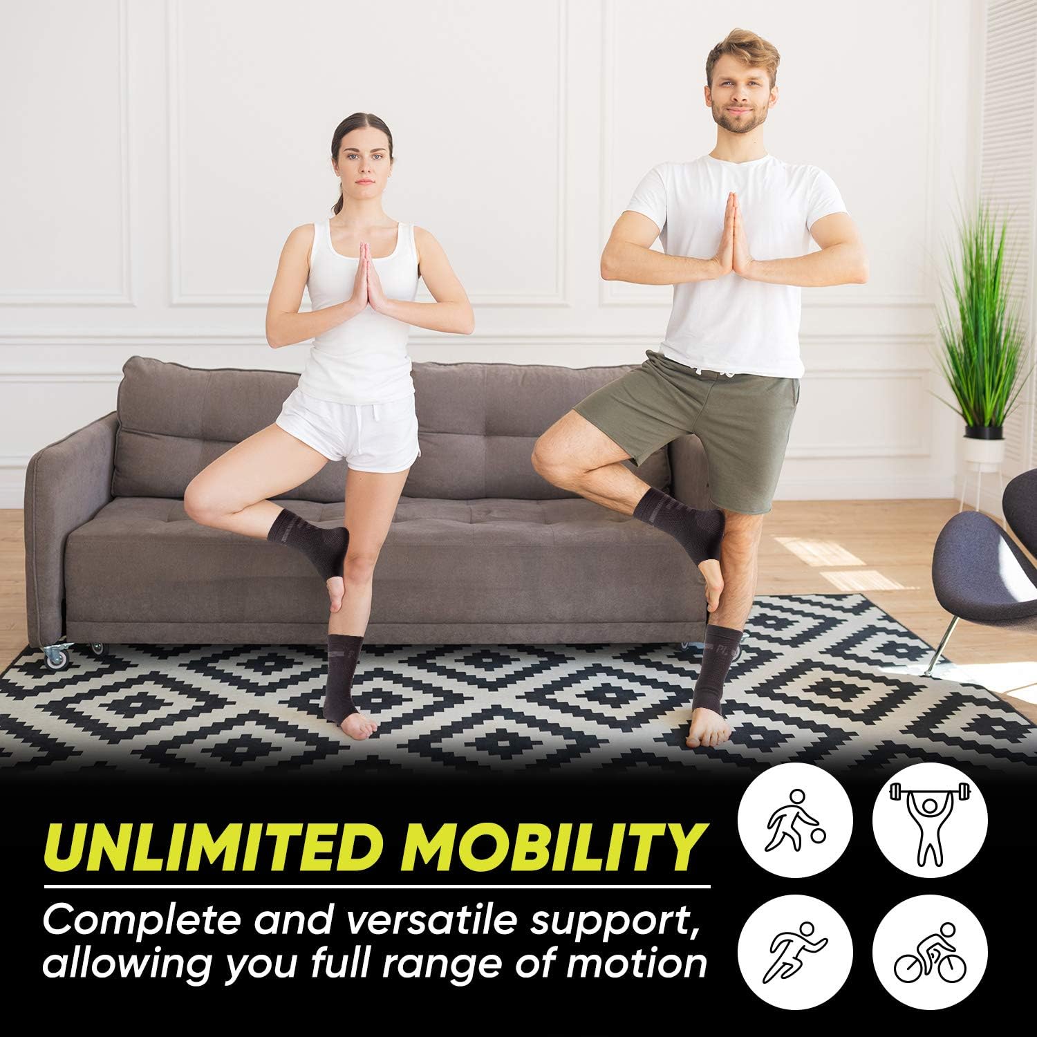 Compression Support Sleeves for Legs - POWERLIX Orthopedic Braces for Swelling, Sprains, Plantar Fasciitis, Arthritis, Tendinitis - Set of 2