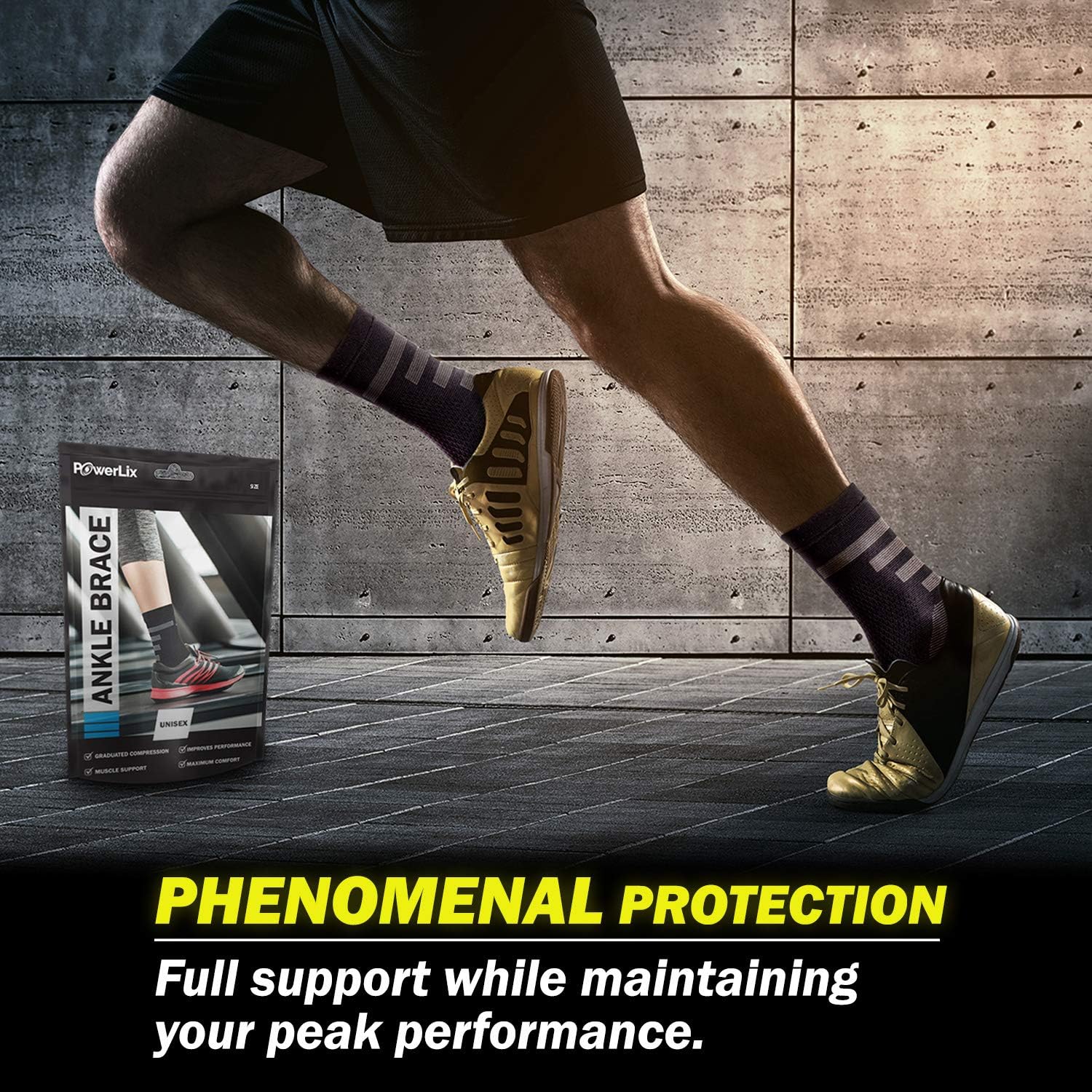 Compression Support Sleeves for Legs - POWERLIX Orthopedic Braces for Swelling, Sprains, Plantar Fasciitis, Arthritis, Tendinitis - Set of 2