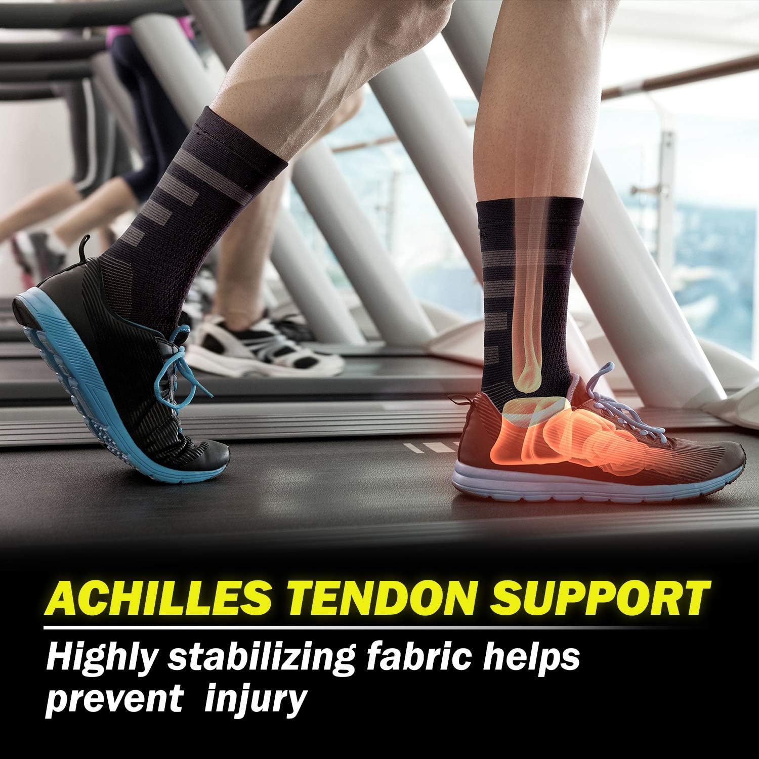 Compression Support Sleeves for Legs - POWERLIX Orthopedic Braces for Swelling, Sprains, Plantar Fasciitis, Arthritis, Tendinitis - Set of 2