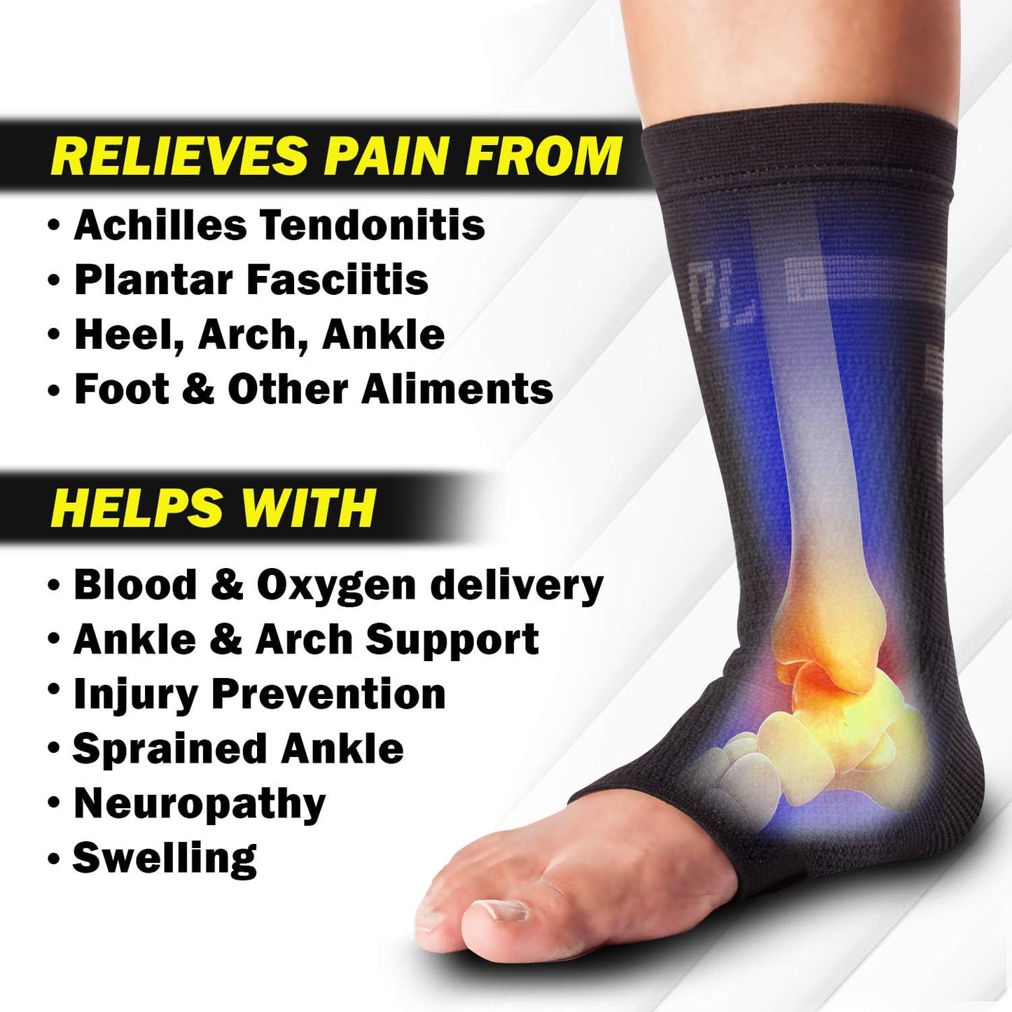 Compression Support Sleeves for Legs (Pair) - Ideal for Swelling, Sprains, Plantar Fasciitis, Arthritis, Tendinitis - POWERLIX Orthopedic Brace