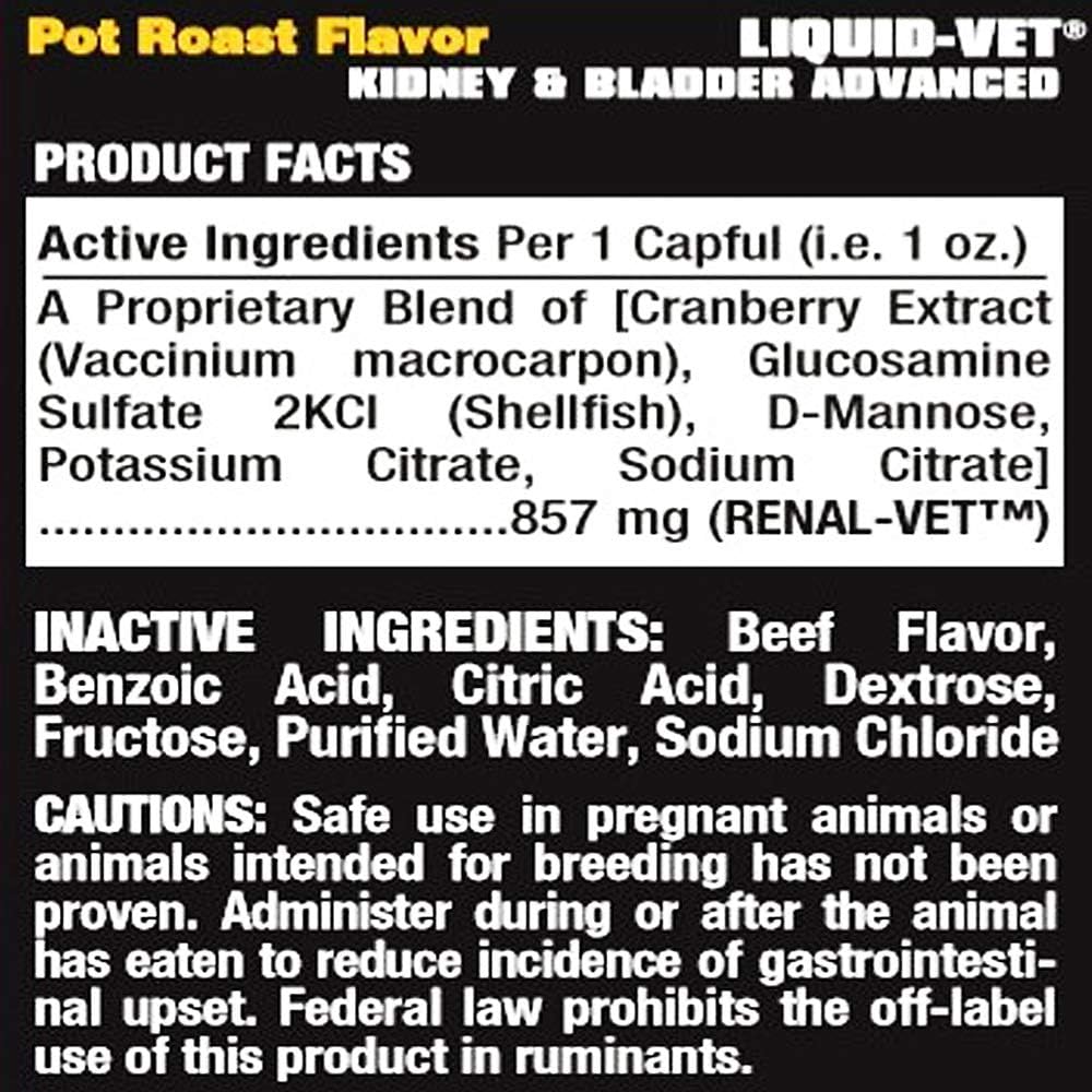 Cool PET Holistics Liquid-Vet K9 Kidney & Bladder Advanced Formula, Pot Roast Flavor, 32 oz Bottle