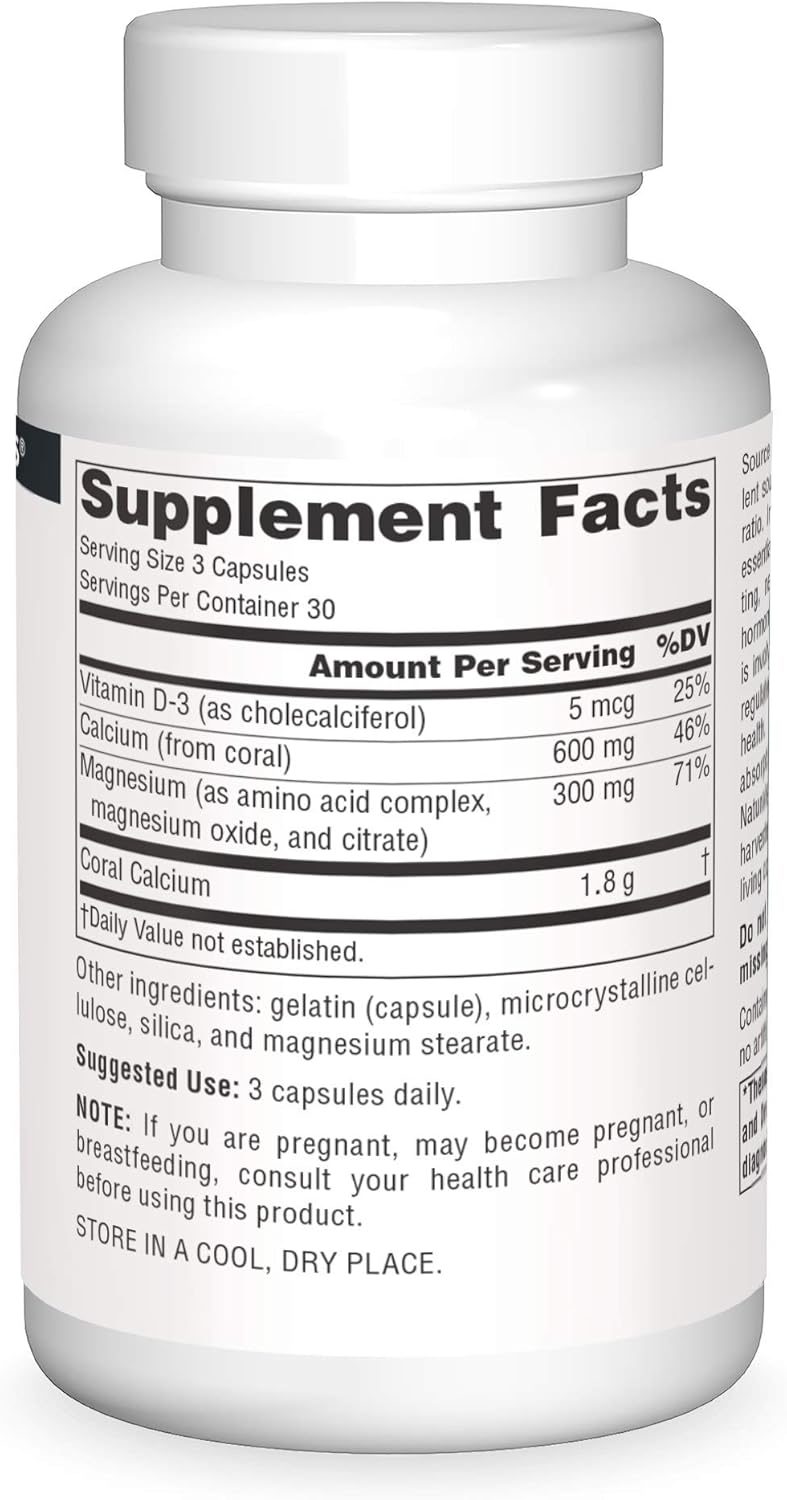 Coral Calcium with Magnesium Capsules - 90 Count by Source Naturals