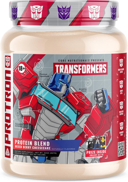 Core Nutritionals Transformers Protron Protein Blend Supplement (2 lbs, Mixed Berry Cheesecake) - Adult Formula with Free Prize