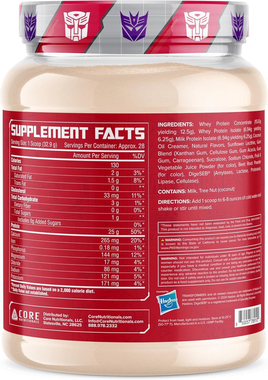 Core Nutritionals Transformers Protron Protein Blend Supplement (2 lbs, Mixed Berry Cheesecake) - Adult Formula with Free Prize