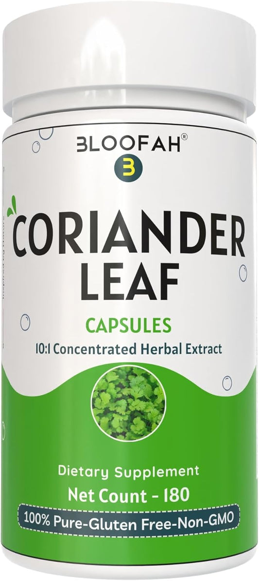 Coriander Leaf Capsules 500mg | 10:1 Concentrated Extract | Herbal Supplement | Non-GMO | Plant-Based (180 Count)