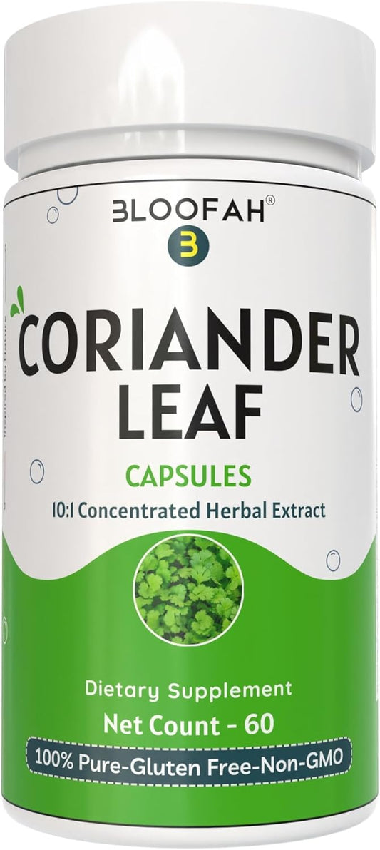 Coriander Leaf Extract Capsules 500mg | Concentrated 10:1 Formula | Premium Herbal Supplement | Non-GMO, Gluten-Free | 60 Count Pack