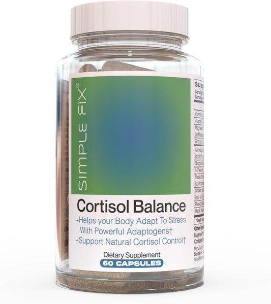 Cortisol Balance Supplement with Ashwagandha, Rhodiola, Passionflower, L-Theanine, Magnesium, Zinc, B6 & B5 - Vegan Formula for Stress Support