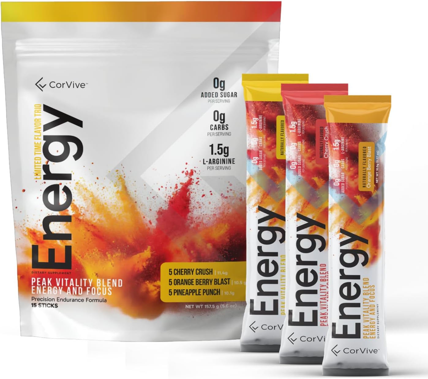 CorVive Trio Pack: Cherry, Orange, and Pineapple Flavored Drink Mixes