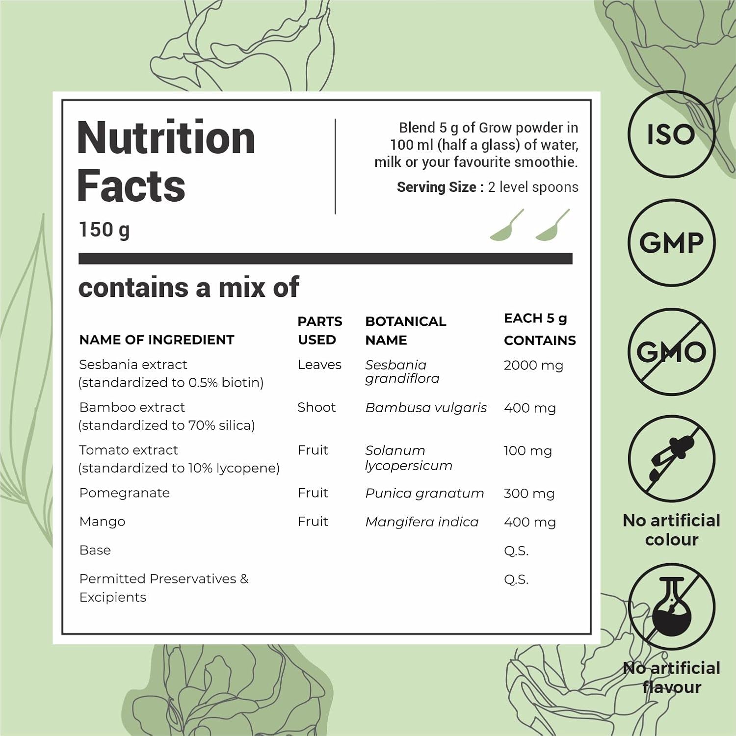 Cureveda Plant Based Biotin Powder Supplement for Hair Growth 10000 Mcg - Natural Pomegranate Flavour (1 Pack)