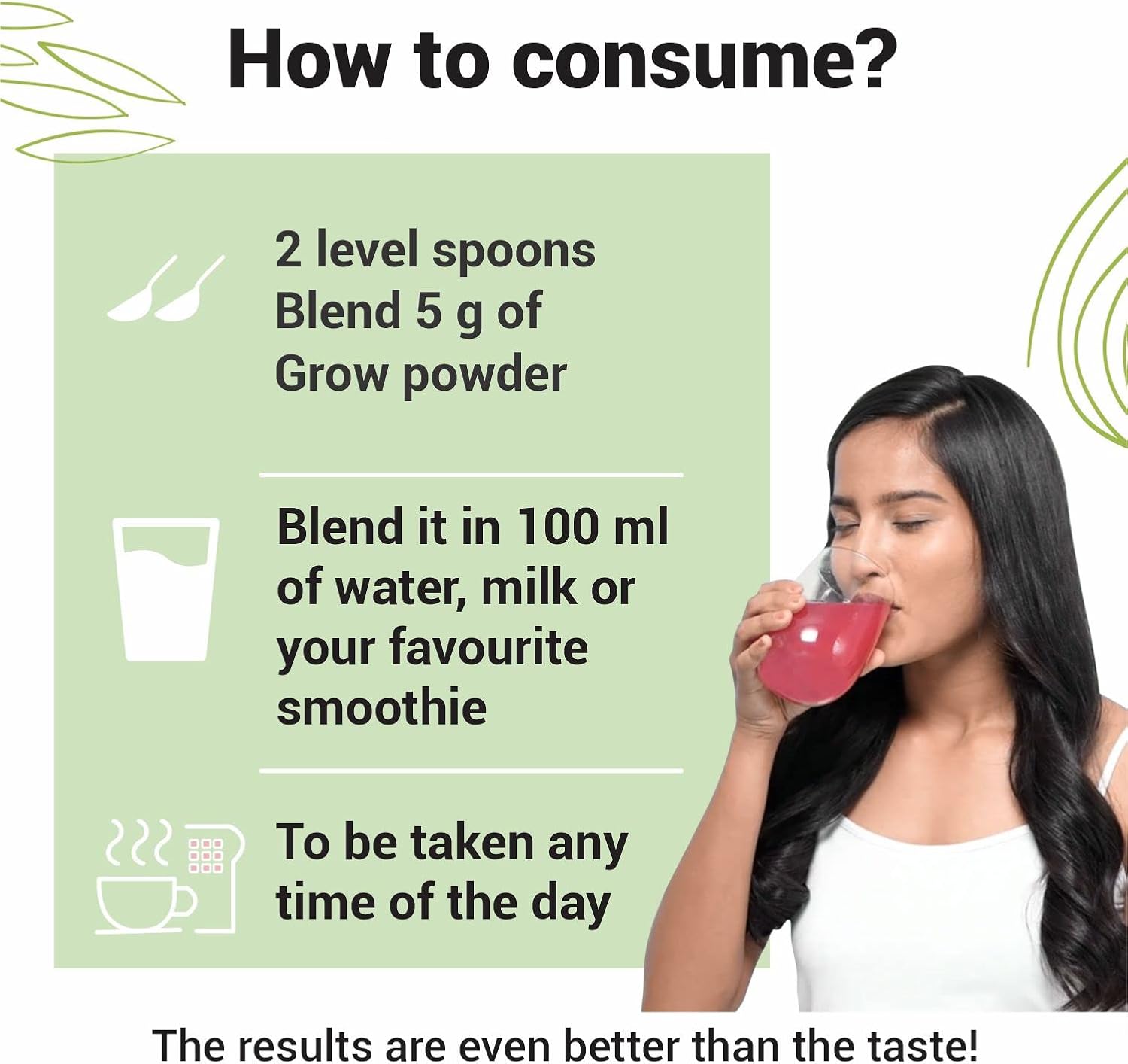 Cureveda Plant Based Biotin Powder Supplement for Hair Growth 10000 Mcg - Natural Pomegranate Flavour (1 Pack)