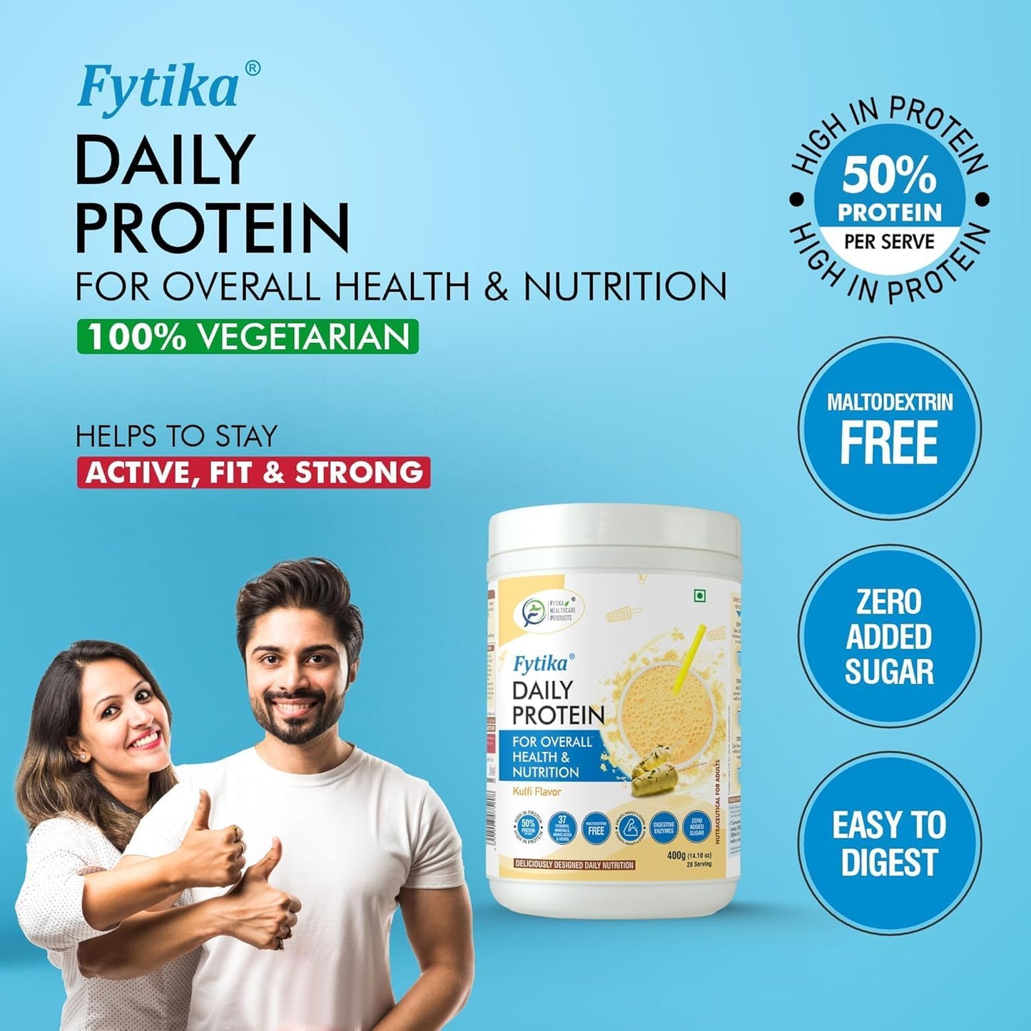 Daily Protein Powder for Adults with 37 Essential Vitamins & Minerals - 400G Kulfi Flavor