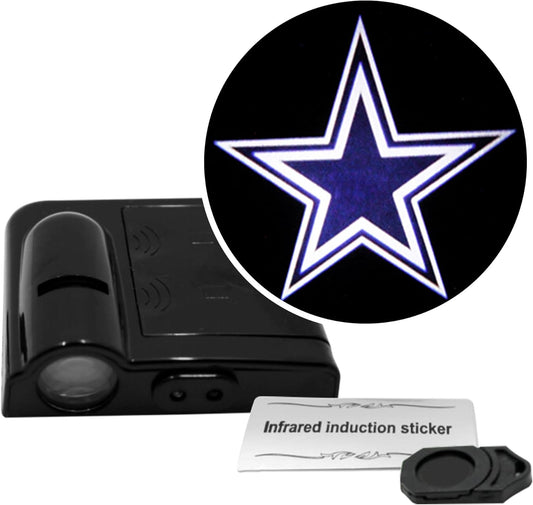 Dallas Cowboys NFL LED Car Door Light Projector - Wireless Logo Slide for Most Car Models - Battery-Operated