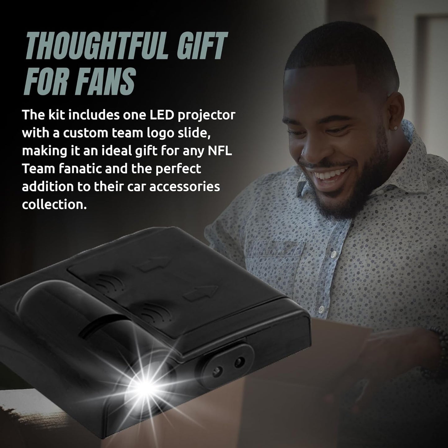 Dallas Cowboys NFL LED Car Door Light Projector - Wireless Logo Slide for Most Car Models - Battery-Operated