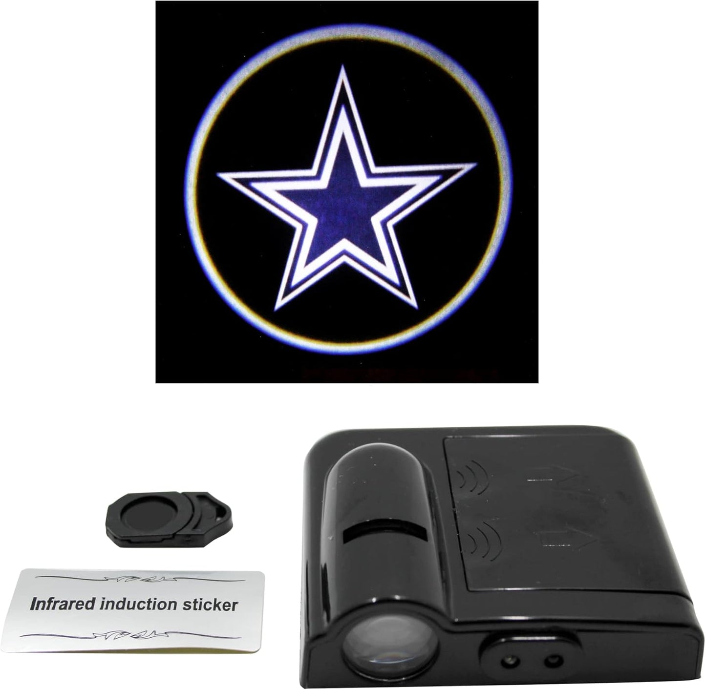 Dallas Cowboys NFL LED Car Door Light Projector - Wireless Logo Slide for Most Car Models - Battery-Operated