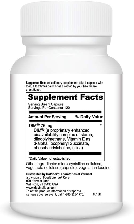 DaVinci Laboratories Dimpro - Natural Estrogen Blocker Supplement for Men and Women, 120 Count