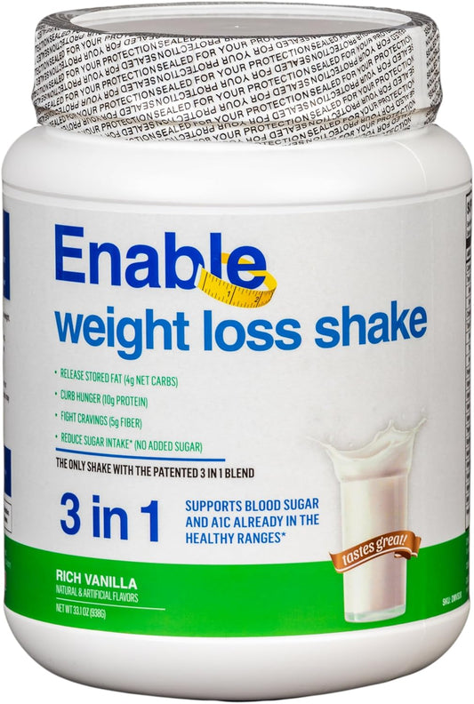 Del Mar Health Enable Vanilla  Slimming Formula  Shake - 2lb 8oz Meal Replacement for Delicious & Healthy Results