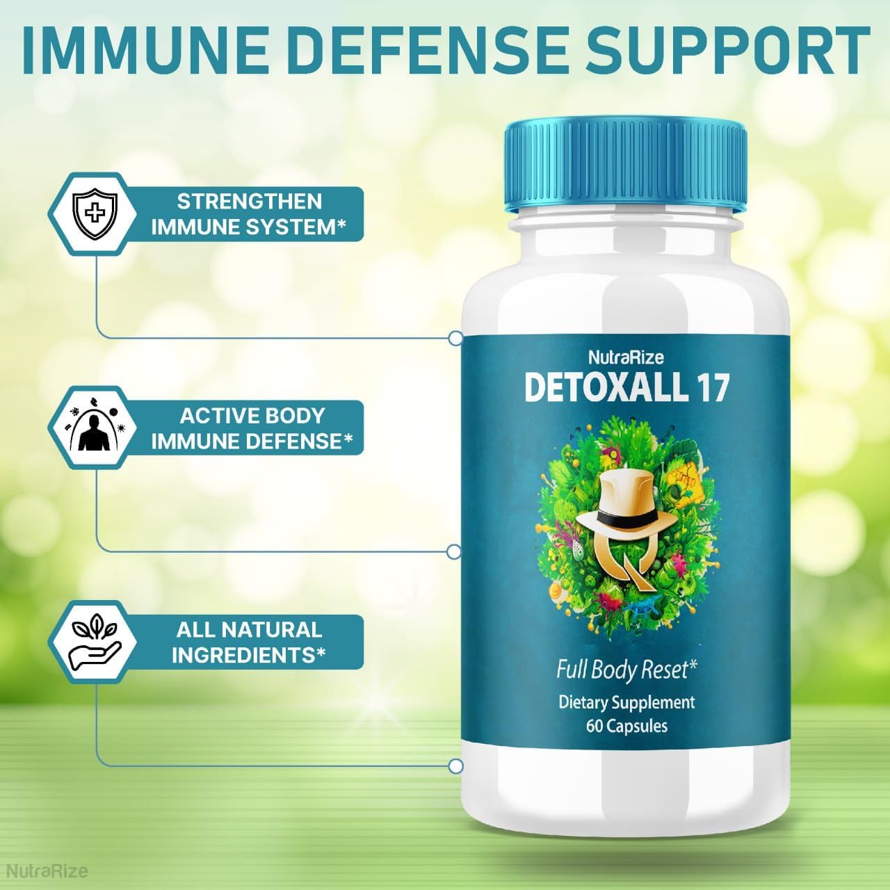 DetoxAll 17 Full Body Reset Dietary Supplement - Maximum Strength All-Natural Pills for Energy Boost and Overall Wellness (60 Capsules)