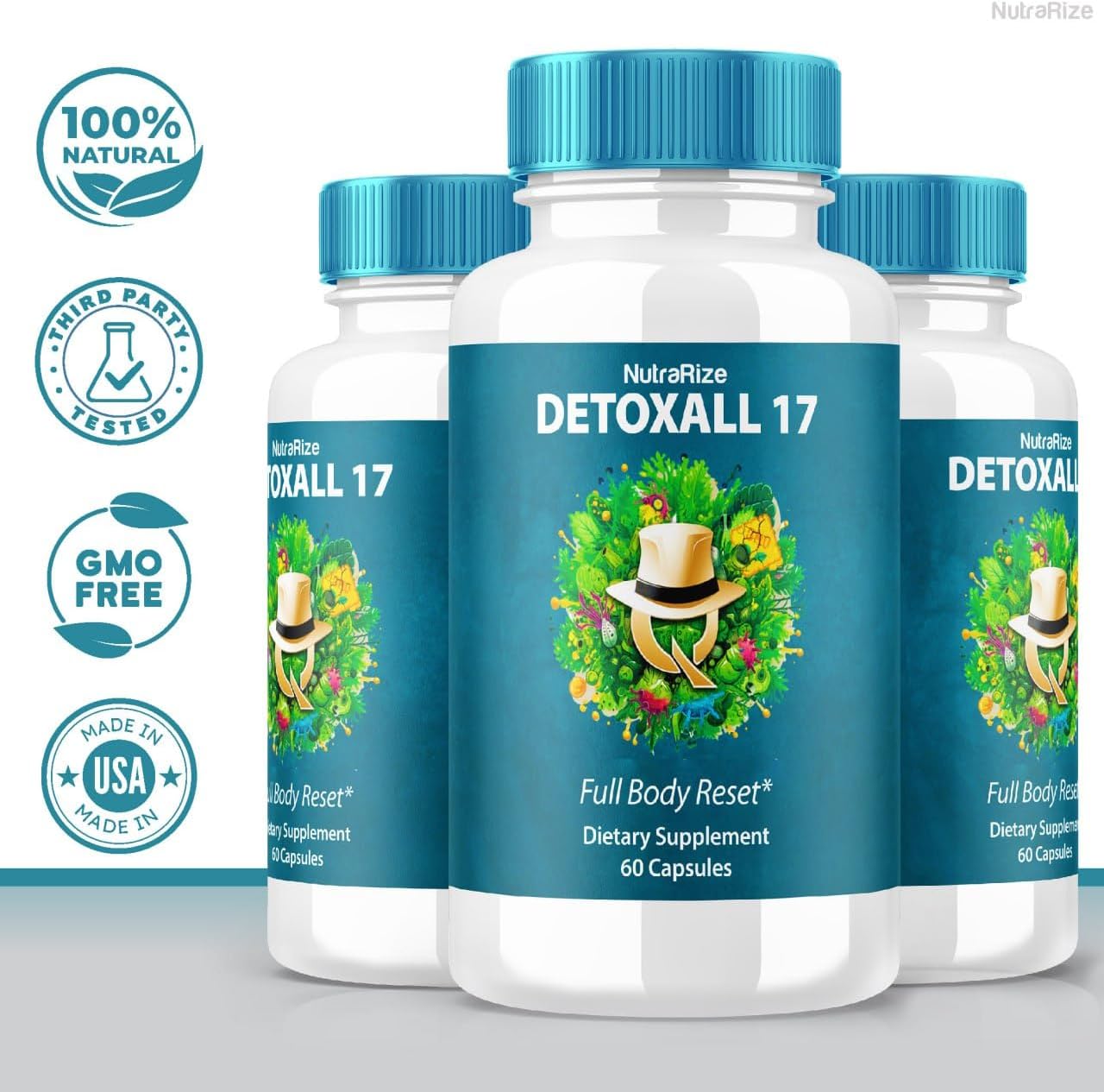 DetoxAll 17 Full Body Reset Dietary Supplement - Maximum Strength All-Natural Pills for Energy Boost and Overall Wellness (60 Capsules)