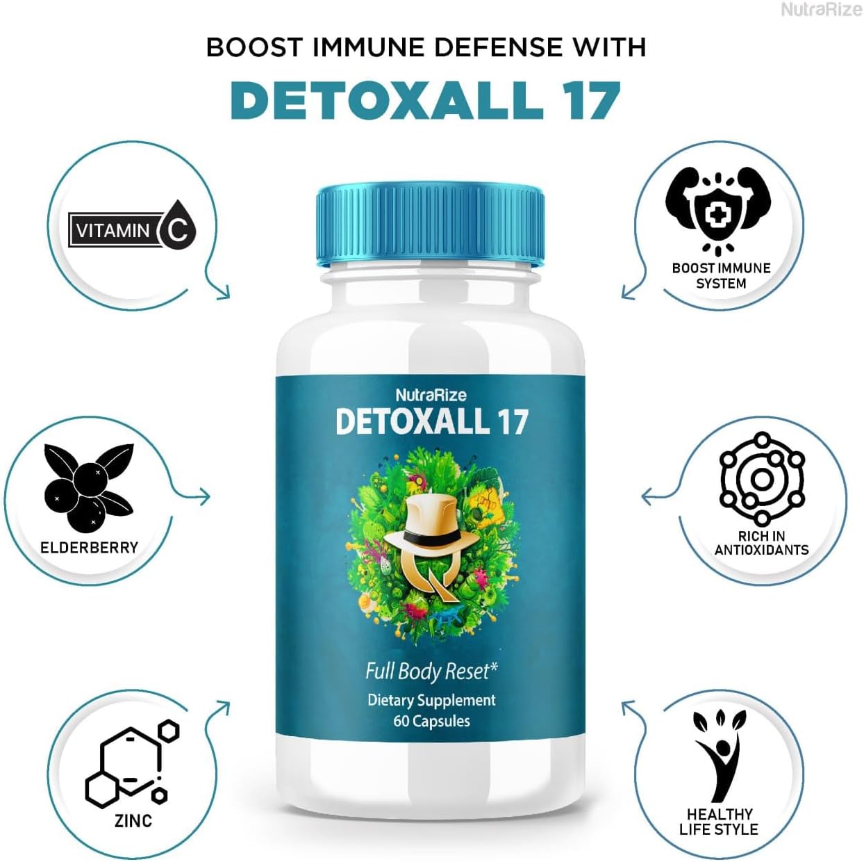 DetoxAll 17 Full Body Reset Dietary Supplement - Maximum Strength All-Natural Pills for Energy Boost and Overall Wellness (60 Capsules)