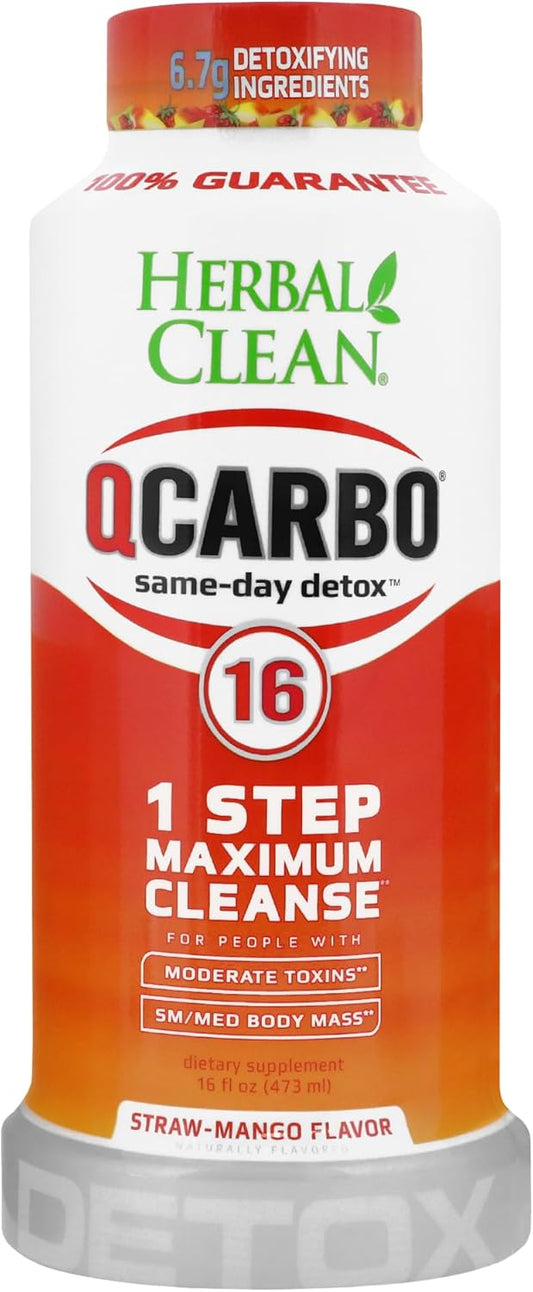 Detoxify Same-Day Herbal Clean QCarbo16 Drink, Strawberry Mango Flavor, 16 fl oz