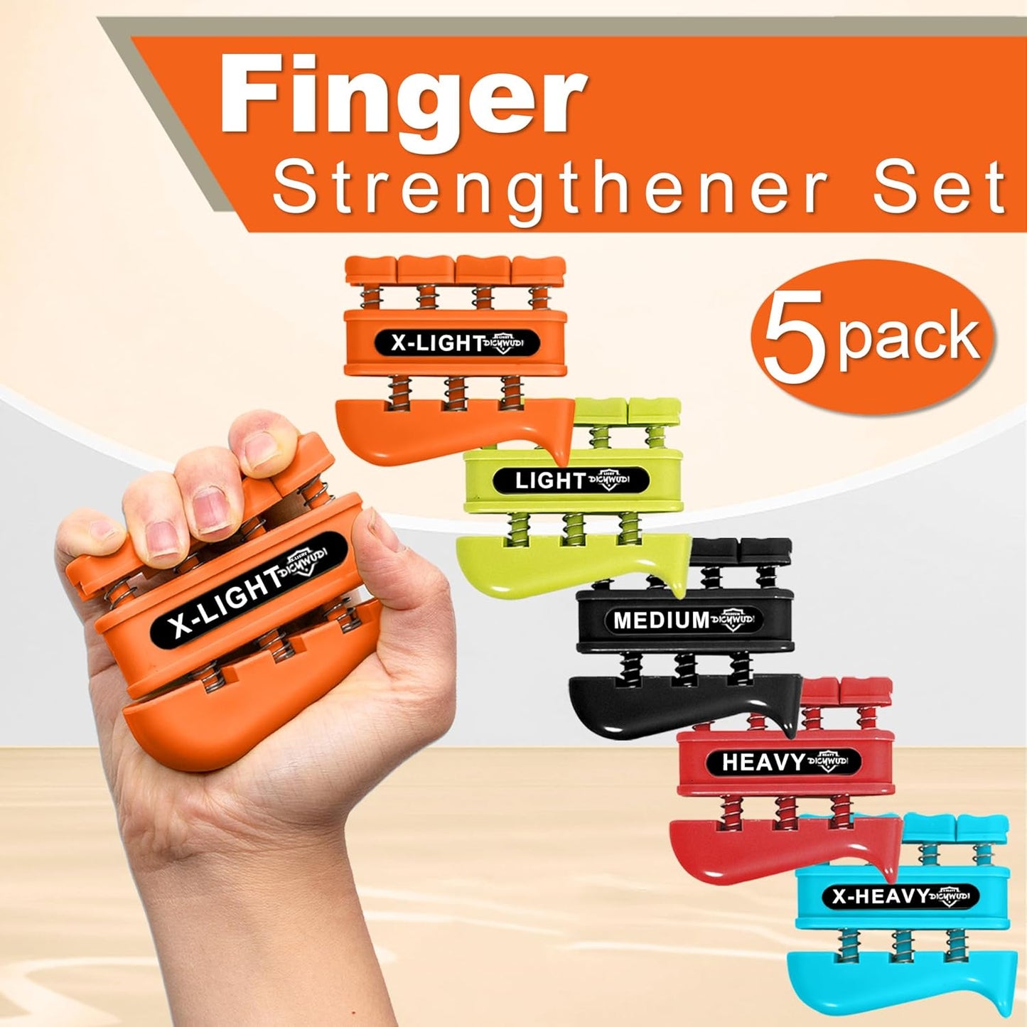 DICYWUDI Finger Grip Strength Trainer for Hands, Wrists & Fingers - Ideal for Home, Office, Gym, Climbing, Athletes & Musicians